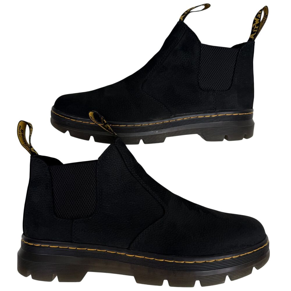 Dr. Martens Hardie II Pebbled Leather Chelsea Boots Pull Black Men's US 12 EU 46